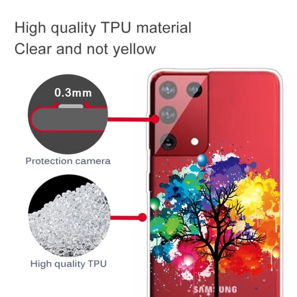 Deco Samsung Galaxy S21 Ultra 5G kotelot - Värikäs Puu Multicolor