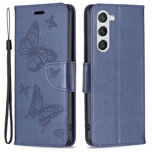 Sommerfugl Samsung Galaxy S23 Flip Etui - Mørkeblå Blue
