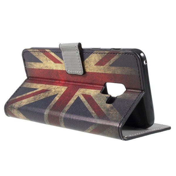 Samsung Galaxy A8 (2018) mønstret PU læder flip etui - Britisk Flag Multicolor