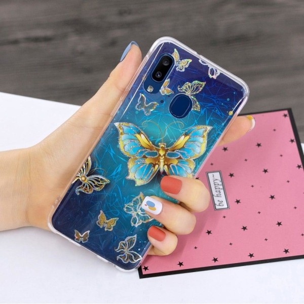 Butterfly läder Samsung Galaxy A20e fodral - Blå Blå