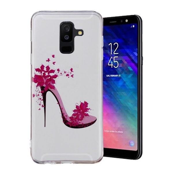 Samsung Galaxy A6 Plus (2018) / A9 Star Lite mobilskal TPU material mönster på - Rosenröd hög klack Rosa