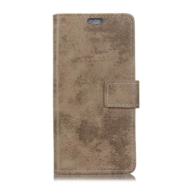 Nokia 1 beskyttelsesetui i kunstlæder med vintage stil samt magnetisk lukkeklap - Khaki Brown