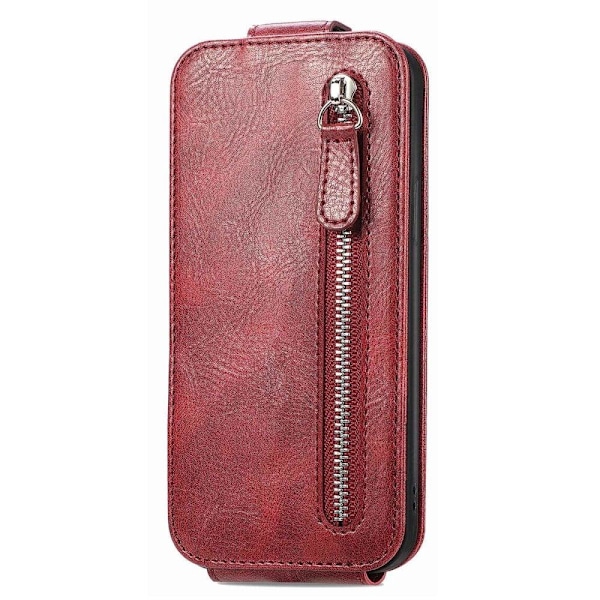 Vertical Flip Phone Suojakotelo With Zipper For Samsung Galaxy S21 Ultra 5G - Punainen Red