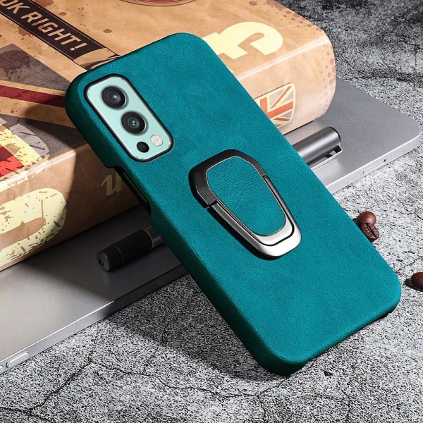 Shockproof leather cover with oval kickstand for OnePlus Nord 2 Green