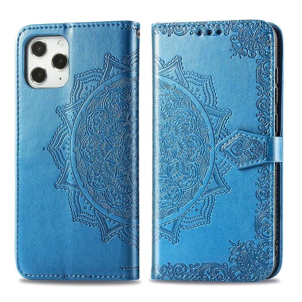 Mandala iPhone 12 Pro Max læderetui - Blå Blue