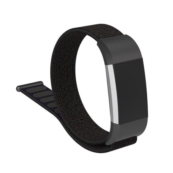 Fitbit Charge 2 erstatnings urrem i nylon med velkro lukkefunktion - Mat Sort Black