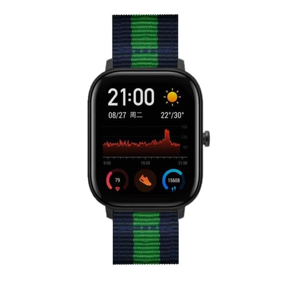 Amazfit Youth vævet nylon Urrem - Blå / Grøn / Blå Blue