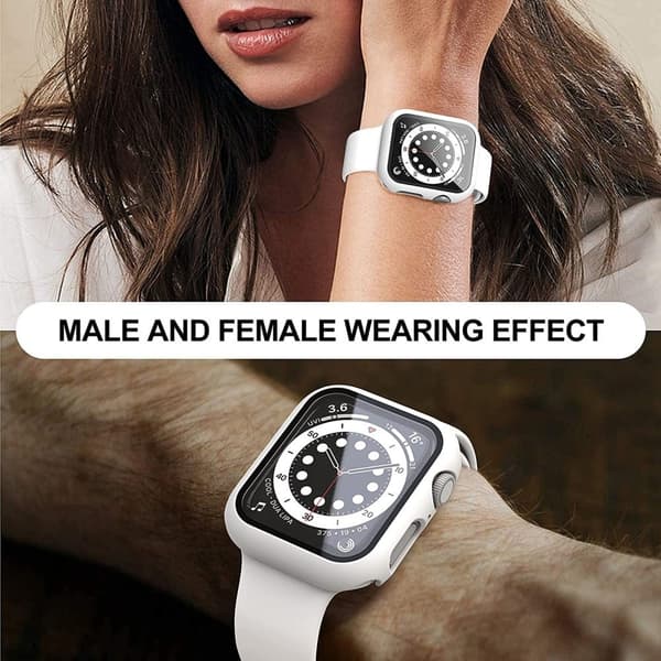 2 stk Apple Watch (41 mm) deksel med herdet glass - Hvit White