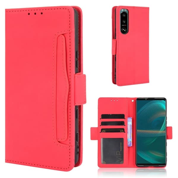 Modern-styled Læder Pung Etui til Sony Xperia 5 Iii - Rød Red