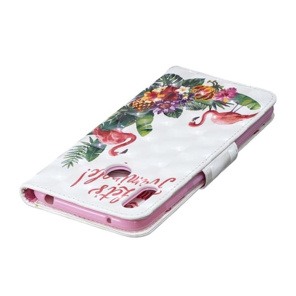 Huawei Y7 2019 kuvio nahkakotelo - Flamingo Multicolor