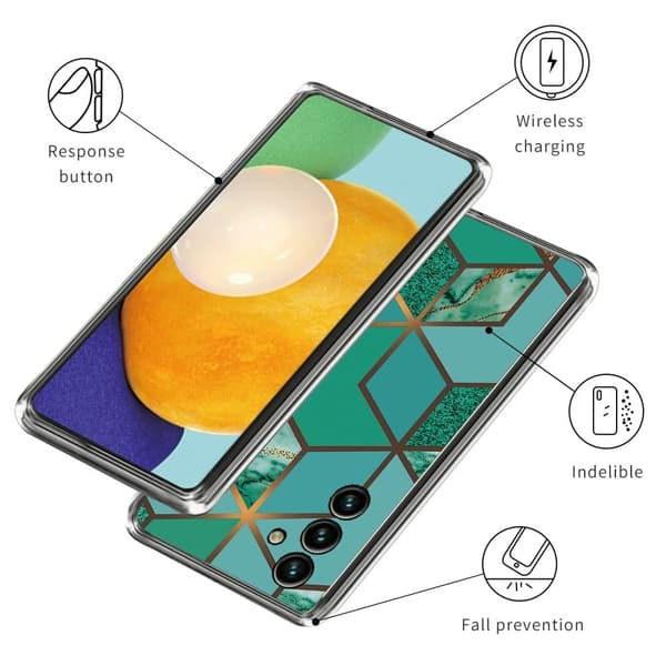 Marble Samsung Galaxy M14 Etui - Teal Marmor Tile Green