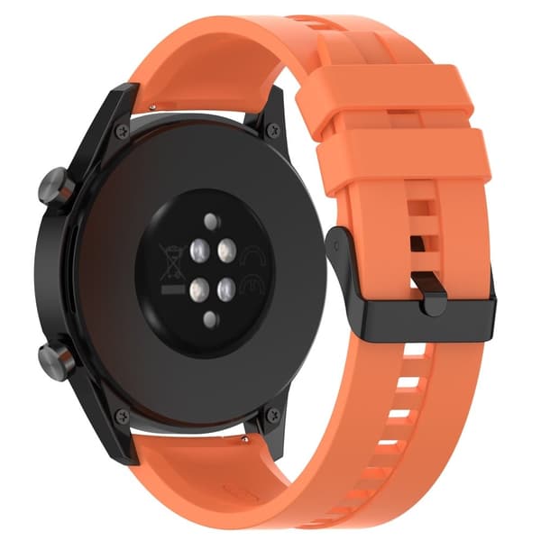 20 mm universal urrem i silikone - Sort Spænde I Stål / Orange Orange