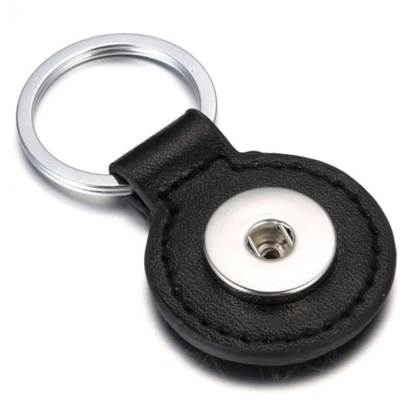 Mini round leather cover keychain - Black Black