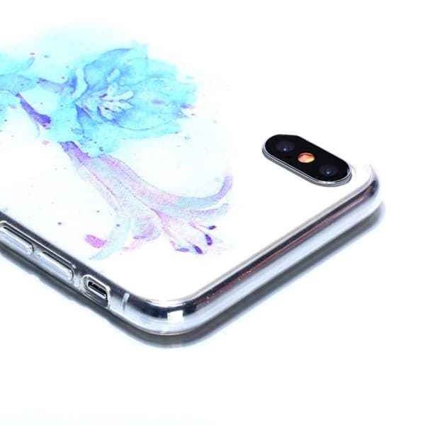 iPhone Xs Max Unikt silikonplast mobilskal med bildmotiv - Blå Blomma Blå