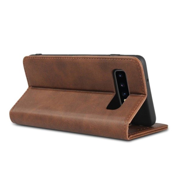 Samsung Galaxy S10 auto-absorberet læderetui - Kaffe Brown