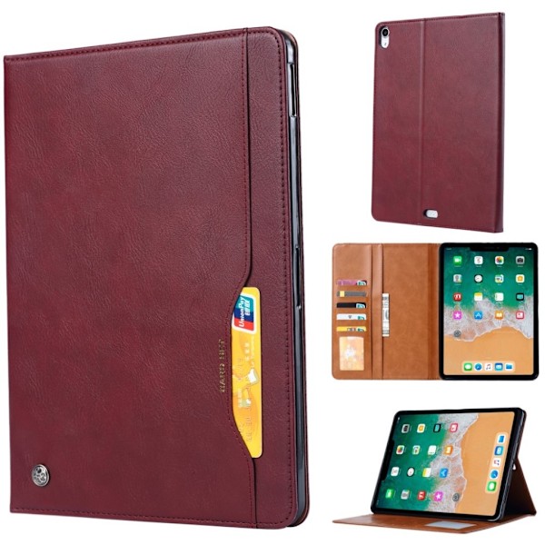 iPad Pro 11 inch (2018) plånboks skyddsfodral av mjukt syntetläder - Vin Röd Röd