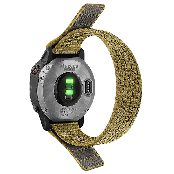 26 mm klockarmband i nylon för Garmin-klocka - Gulgrön Grön