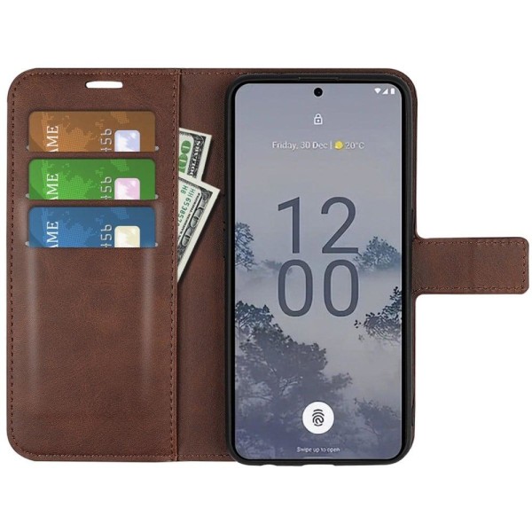 Hållbart konstläder Nokia X30 fodral med plånbok - Brun Brun
