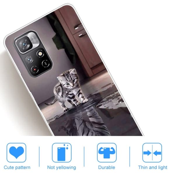 Deco Xiaomi Redmi Note 11T 5G / Note 11s 5g Etui - Katt og Tiger Silver grey