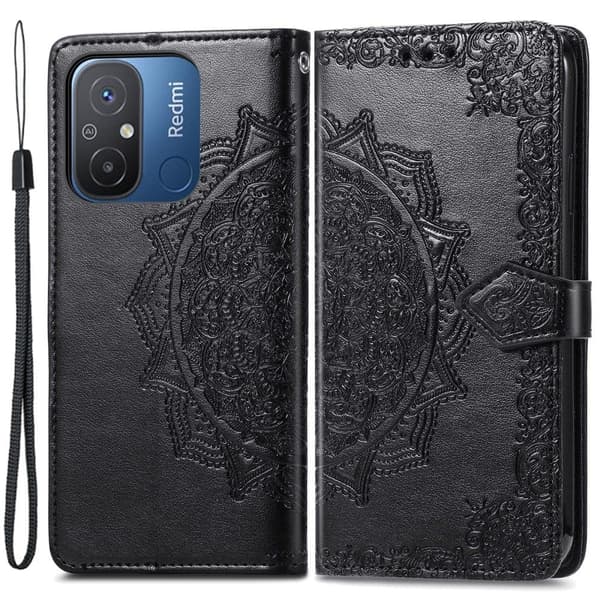 Mandala Xiaomi Redmi 12C / 11a Flip Etui - Sort Black