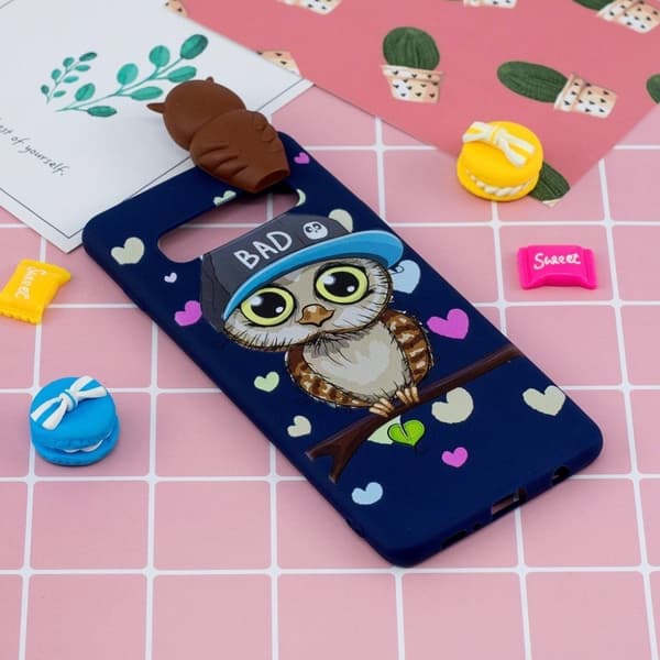 Samsung Galaxy s10 Etui Med Søte 3d-Dukker Og Mønster - Uglegutt Multicolor