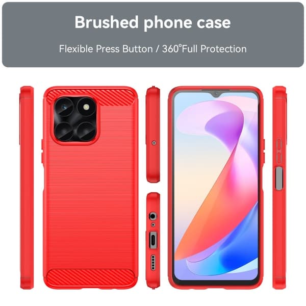 Carbon Flex Etui Honor X6a 4g - Rød Red
