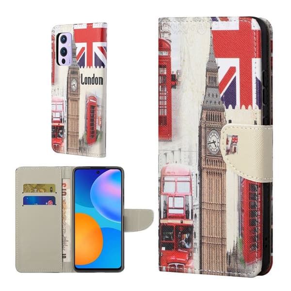 Wonderland OnePlus 9 Pro flip kuoret - Big Ben Multicolor