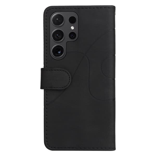 Tekstureret Samsung Galaxy S24 Ultra læderetui med rem - Sort Black