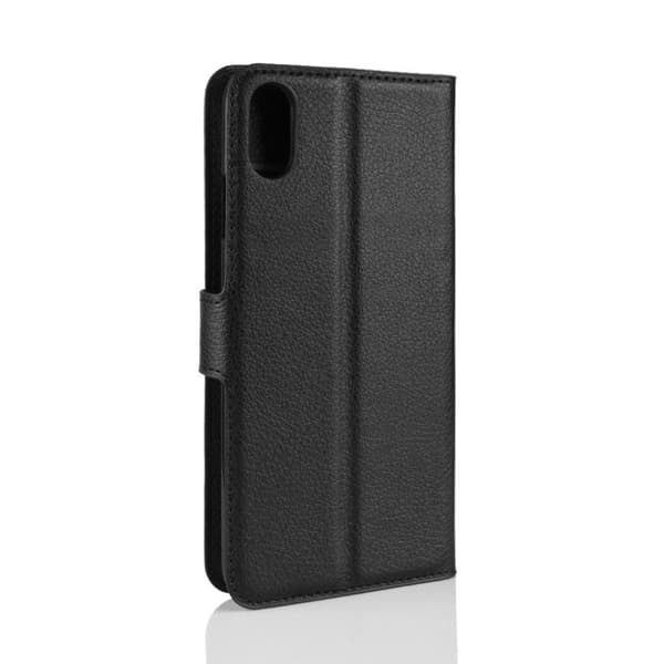 iPhone Xs Max flip etui i læder med litchi-tekstur - Sort Black