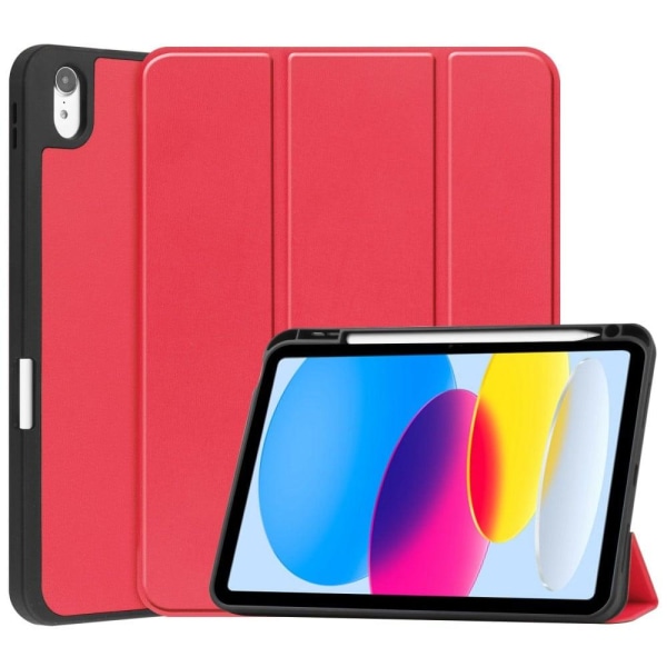 Tri-fold läderfodral för iPad 10.9 (2022) - Röd Röd