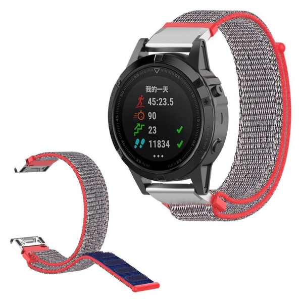 Garmin Fenix 6 / Fenix 5 nylon loop watch band - Red / Blue multifärg