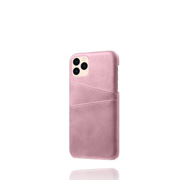 KSQ iPhone 12 Pro/12 6,1 tommer vegansk læderbelagt plastetui, dobbelt kortspor design ultra slank beskyttelsesskal - Lyserød Pink