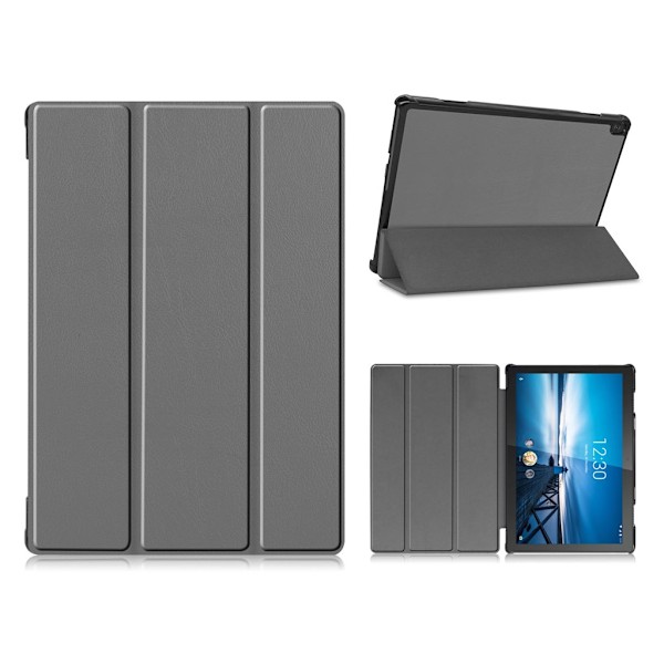 Lenovo Tab M10 FHD REL tri-fold läderfodral - Grå Silvergrå