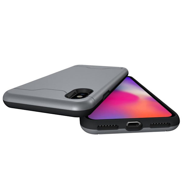 Børstet etui til iPhone Xs Max med kickstand - Grå Silver grey
