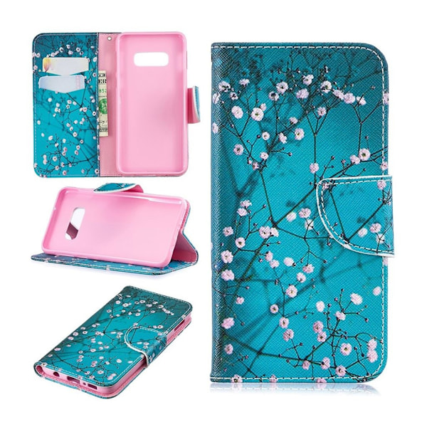 Samsung Galaxy S10e läderfodral med mönster - Träd med Blommor multifärg