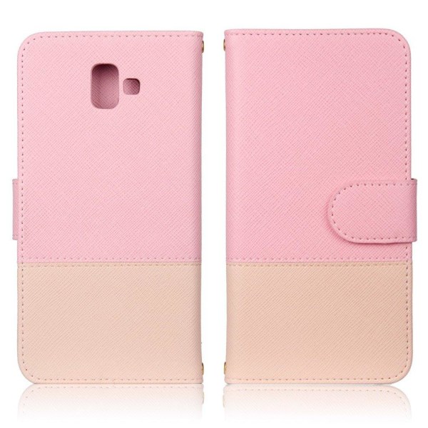Samsung Galaxy J6 Plus (2018) cross texture leather flip case - Rosa