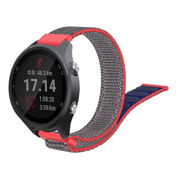 Garmin Forerunner 245 nylon borrelås watch band - Blå / Rød Red