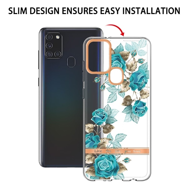 Supertunt och tåligt mjukpärmfodral för Samsung Galaxy A21s - Blå Ros Blå