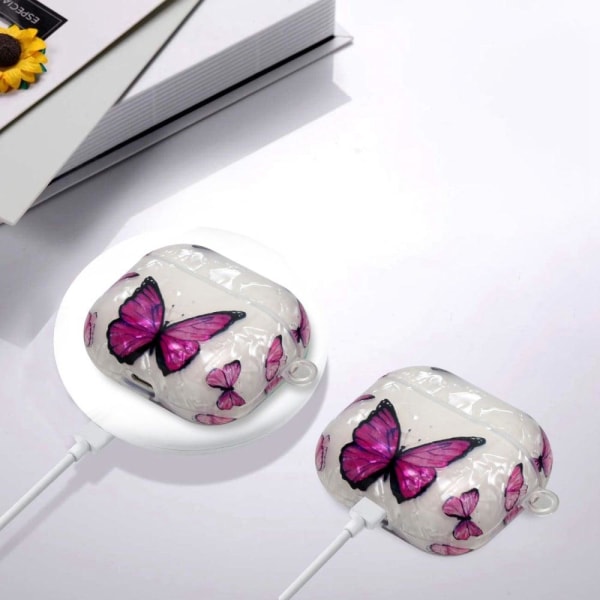 AirPods 3 pattern printing case with lanyard - Purple Butterfly Purple