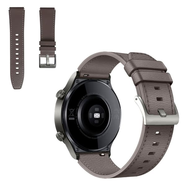 Huawei Watch GT 2 Pro / GT 2 46mm leather watch band - Grey Silvergrå