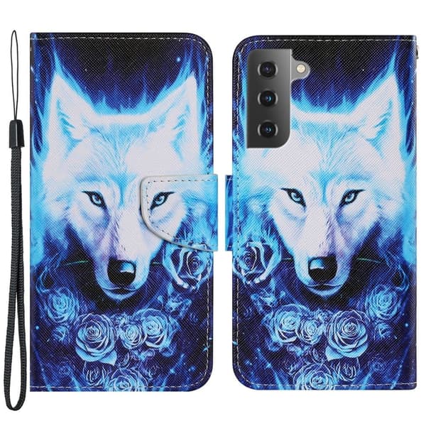 Wonderland Samsung Galaxy S22 Flippetui - Rose og Ulv Blue