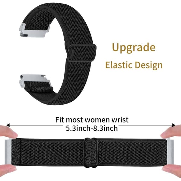 Gabb Watch 3 Vevd elastisk erstatningsrem Justerbar håndleddsrem - Svart Black