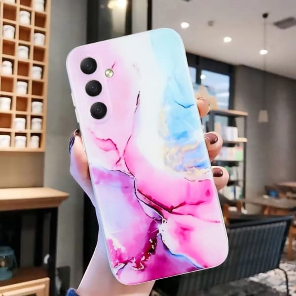Marble design Samsung Galaxy S23 FE kotelot - Pinkki / Sininen Pink