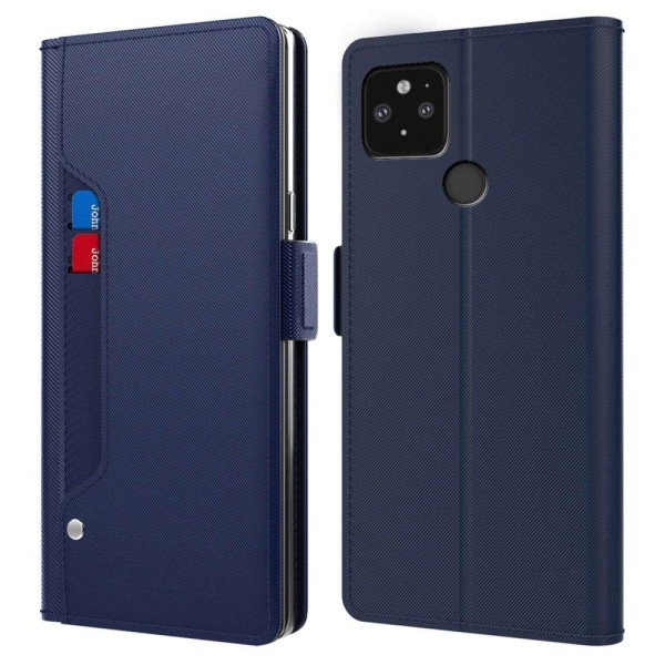 Phone Suojakotelo With Make-up Mirror And Slick Design For Google Pixel 5 - Sininen Blue