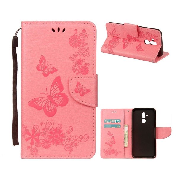 Butterfly läder Huawei Mate 20 Lite fodral - Rosa Rosa