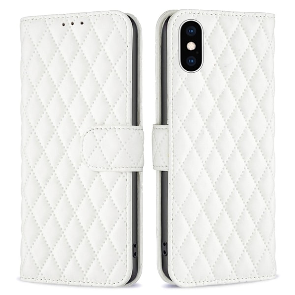 Rombemønster, matt flip-deksel for iPhone Xs Max - Hvit White