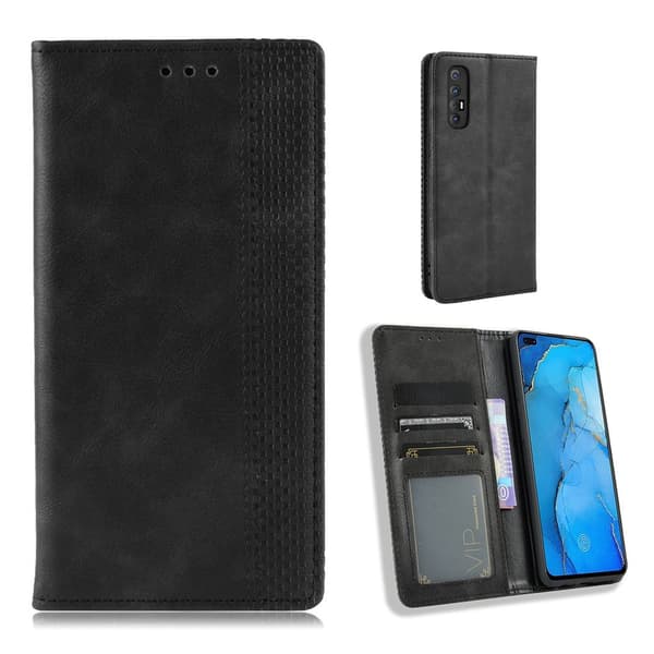 Bofink Vintage Oppo Reno3 Pro Læder Etui - Sort Black