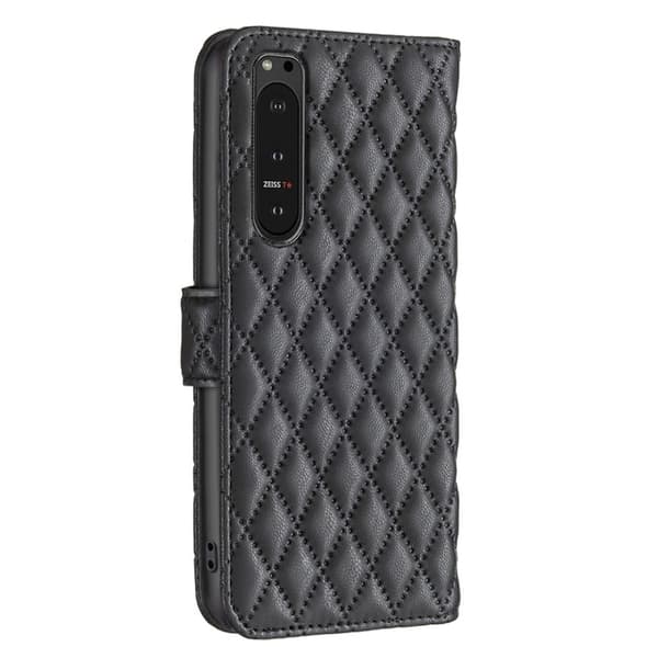 Rhombus mat Sony Xperia 10 VI flip etui - Sort Black