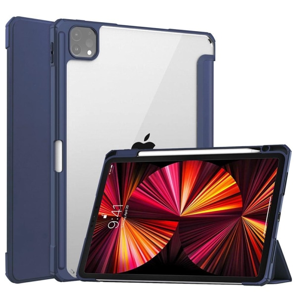 iPad Pro 11 (2021) transparent TPU + PU leather flip case - Dark Blå