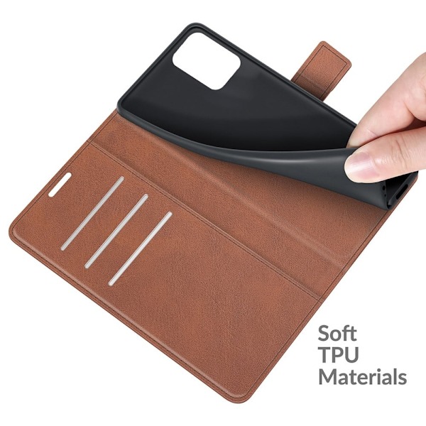Hållbart konstläder Xiaomi 11T / Xiaomi 11T Pro fodral med plånbok - Brun Brun